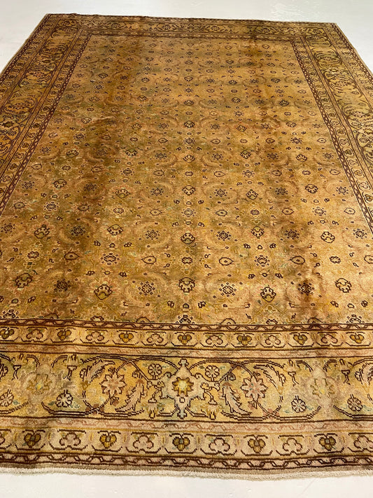 Hand-Knotted Wool Rug Tabriz Tea Washed 9'4" x 12'6"