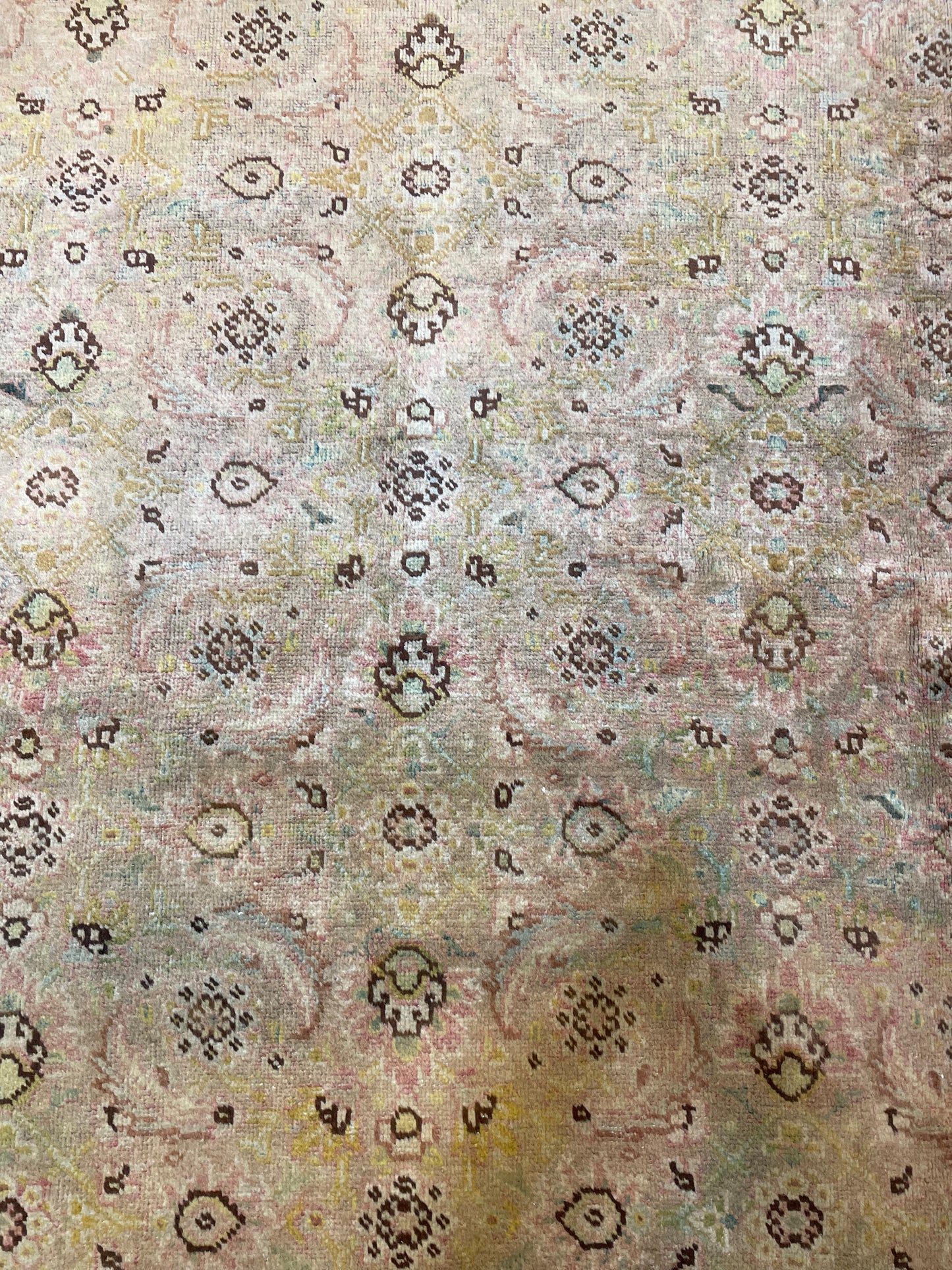 Hand-Knotted Wool Rug Tabriz Tea Washed 9'4" x 12'6"