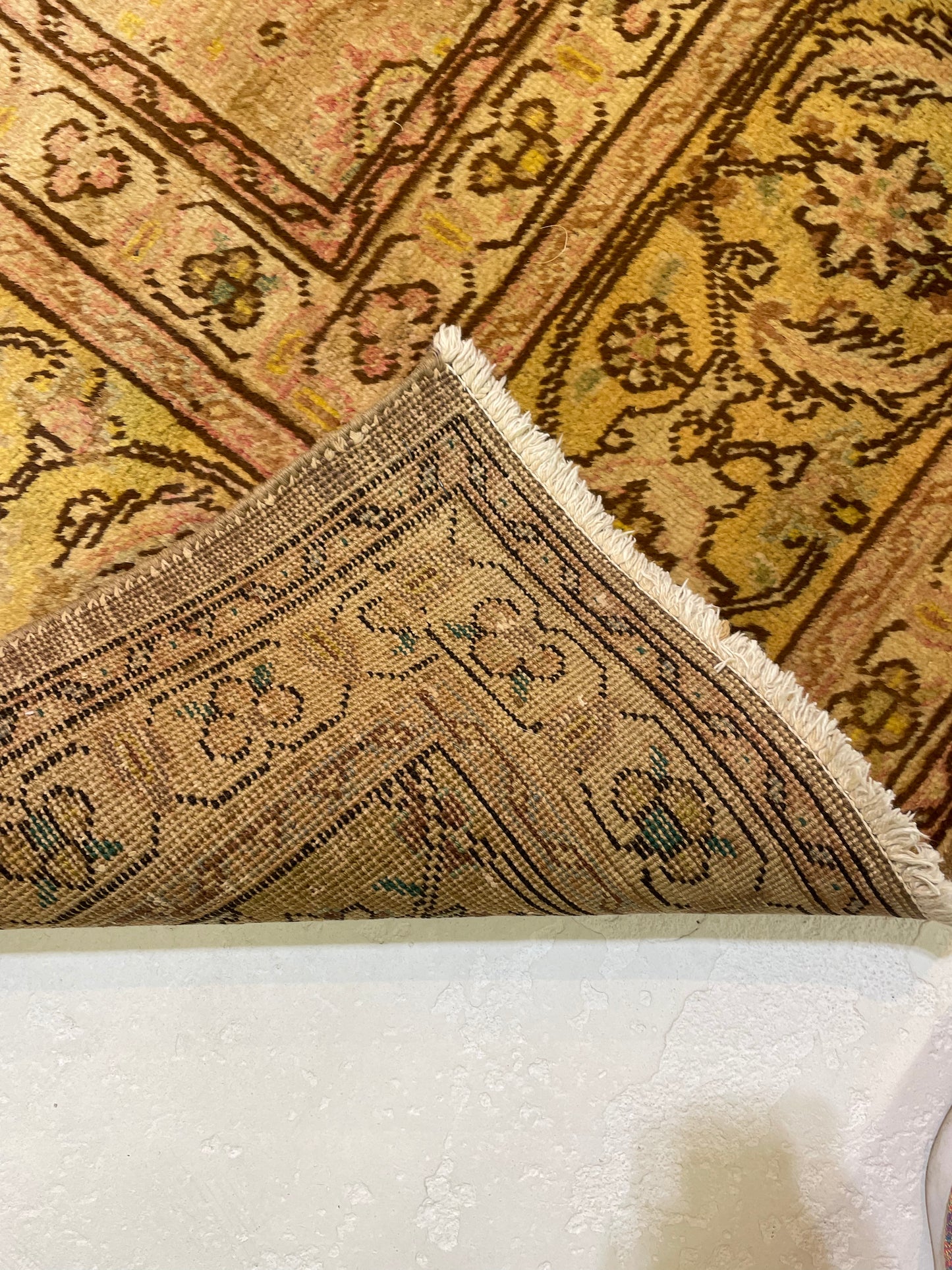 Hand-Knotted Wool Rug Tabriz Tea Washed 9'4" x 12'6"