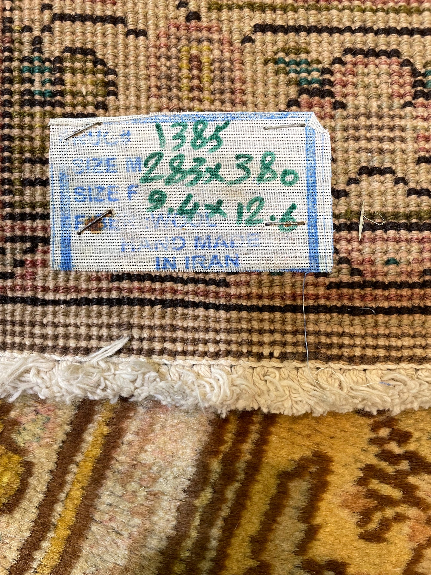 Hand-Knotted Wool Rug Tabriz Tea Washed 9'4" x 12'6"