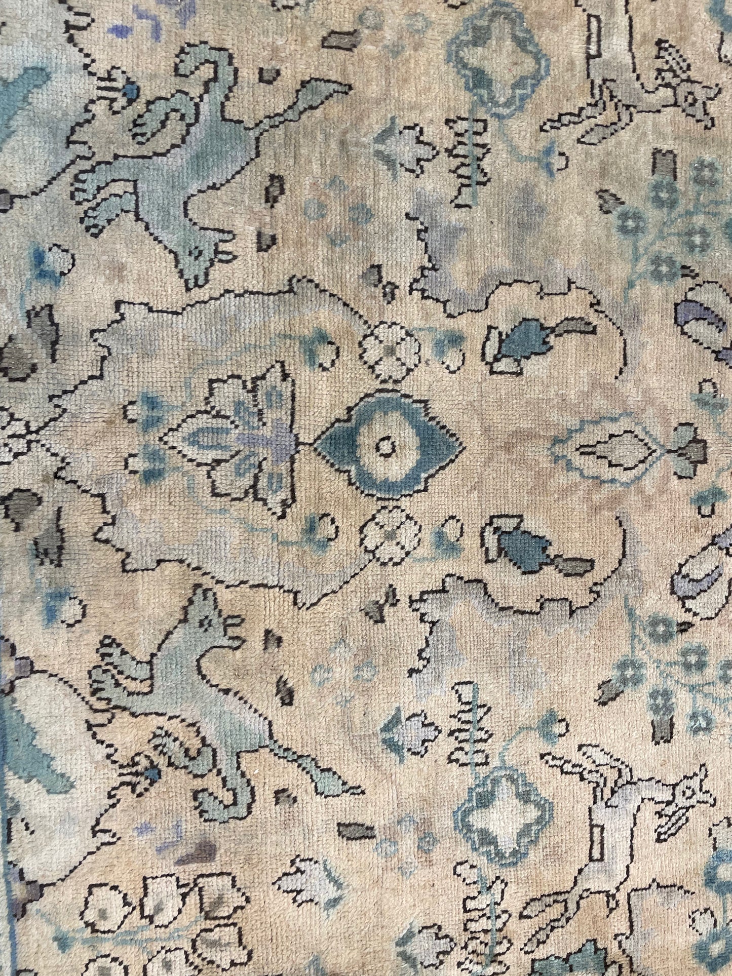 Hand-Knotted Wool Rug Tabriz Tea Washed 9'8" x 12'11"