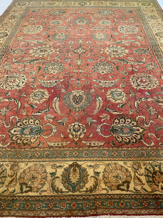 Hand-Knotted Wool Rug Tabriz 9'11" x 13'1"