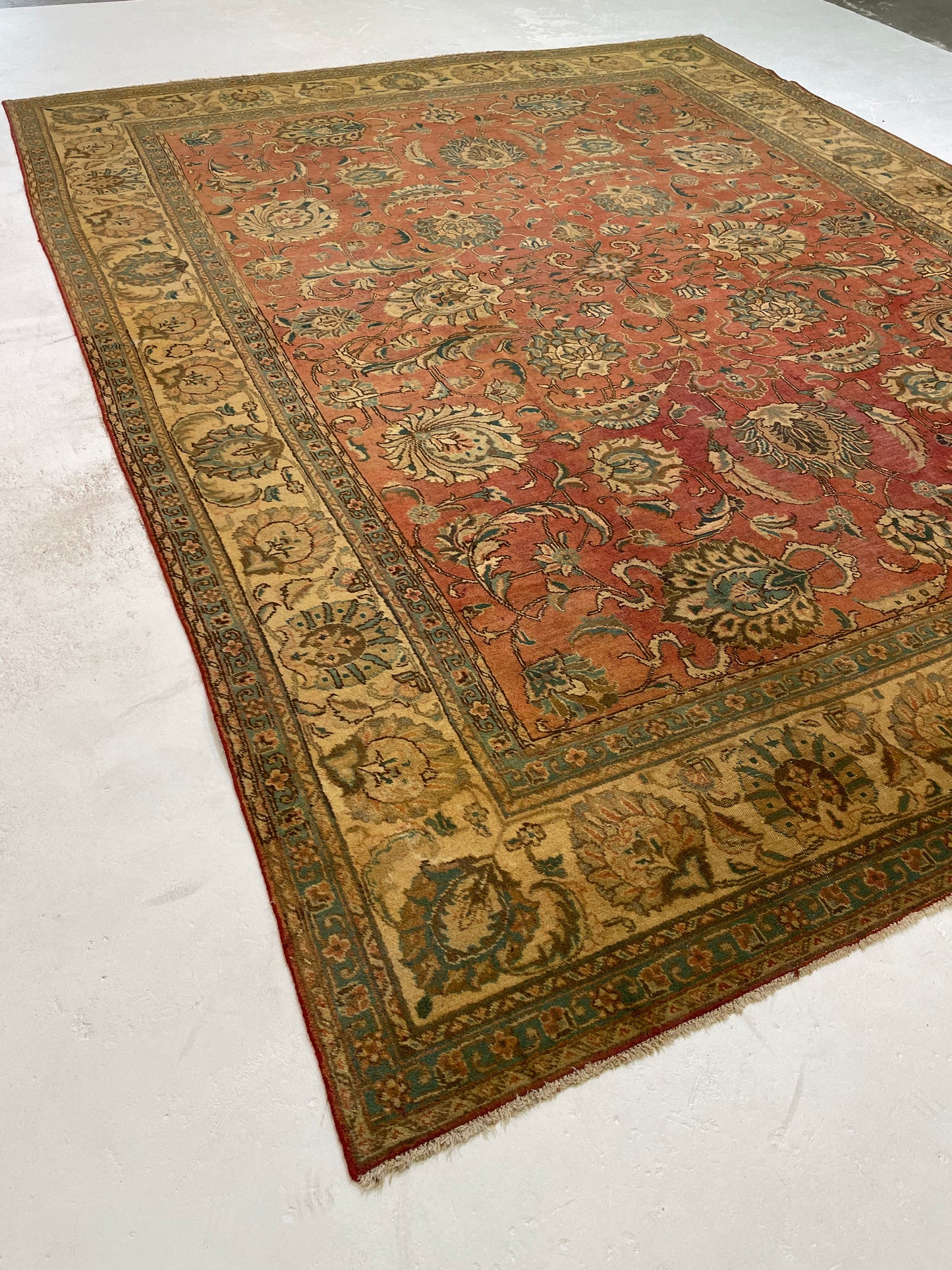Hand-Knotted Wool Rug Tabriz 9'11" x 13'1"