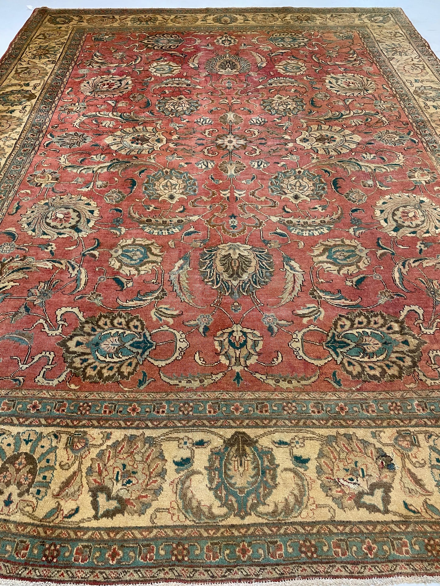 Hand-Knotted Wool Rug Tabriz 9'11" x 13'1"