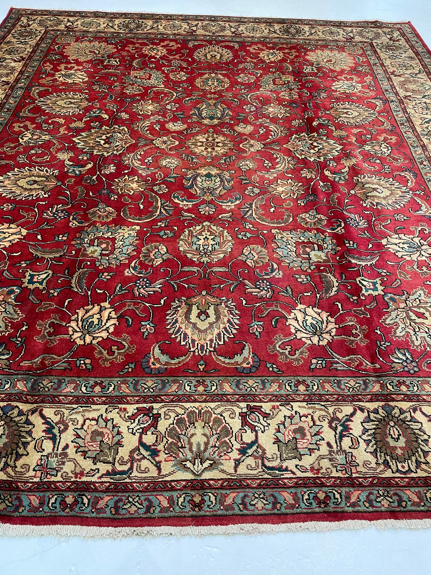 Hand-Knotted Wool Rug Tabriz 9'10" x 11'