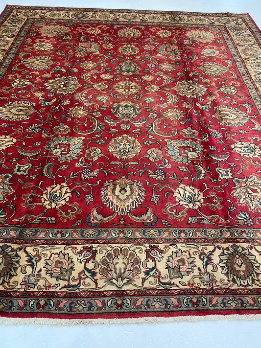Hand-Knotted Wool Rug Tabriz 9'10" x 11'
