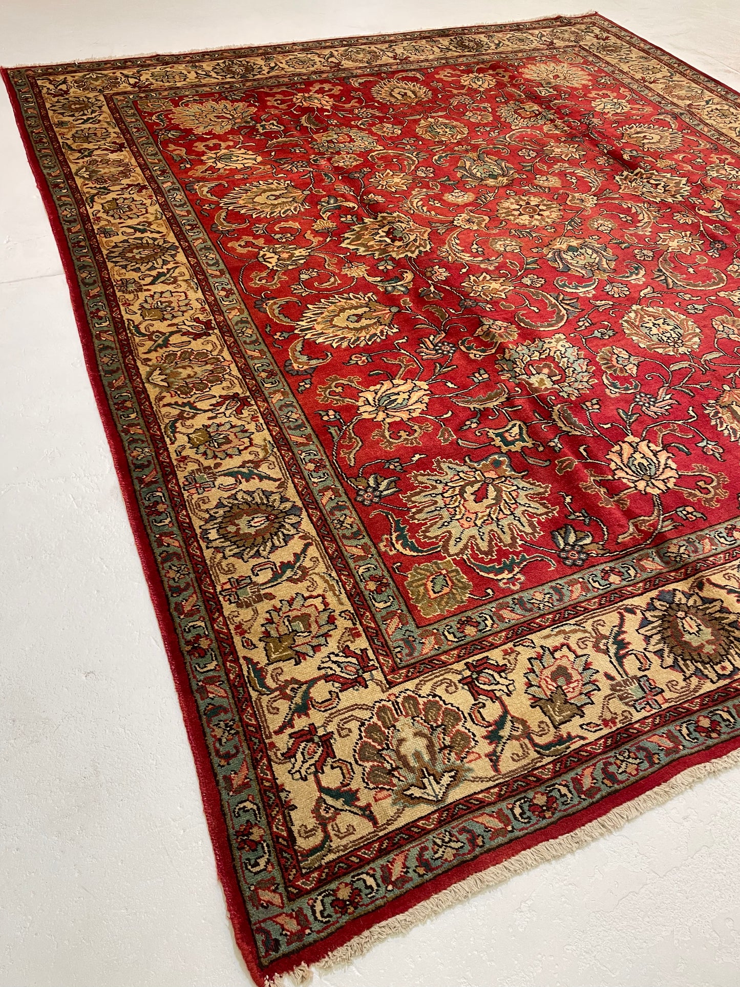 Hand-Knotted Wool Rug Tabriz 9'10" x 11'
