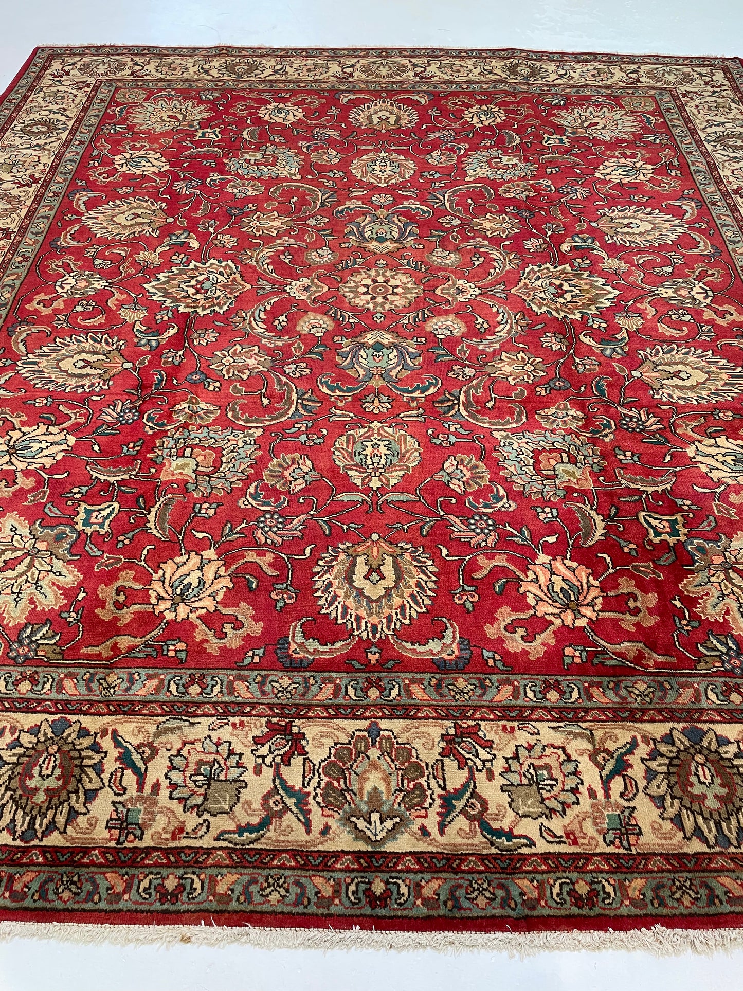 Hand-Knotted Wool Rug Tabriz 9'10" x 11'
