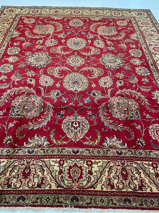 Hand-Knotted Wool Rug Tabriz 9'3" x 10'11"