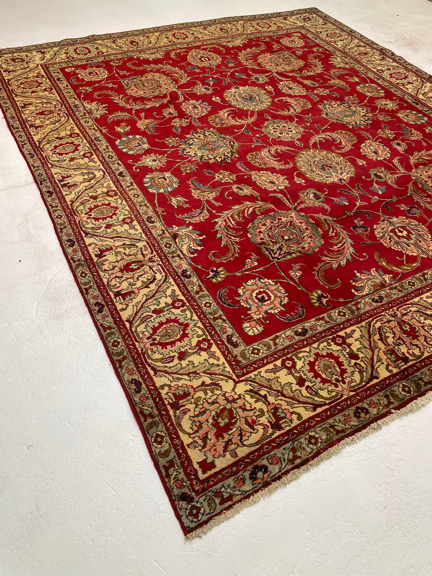 Hand-Knotted Wool Rug Tabriz 9'3" x 10'11"