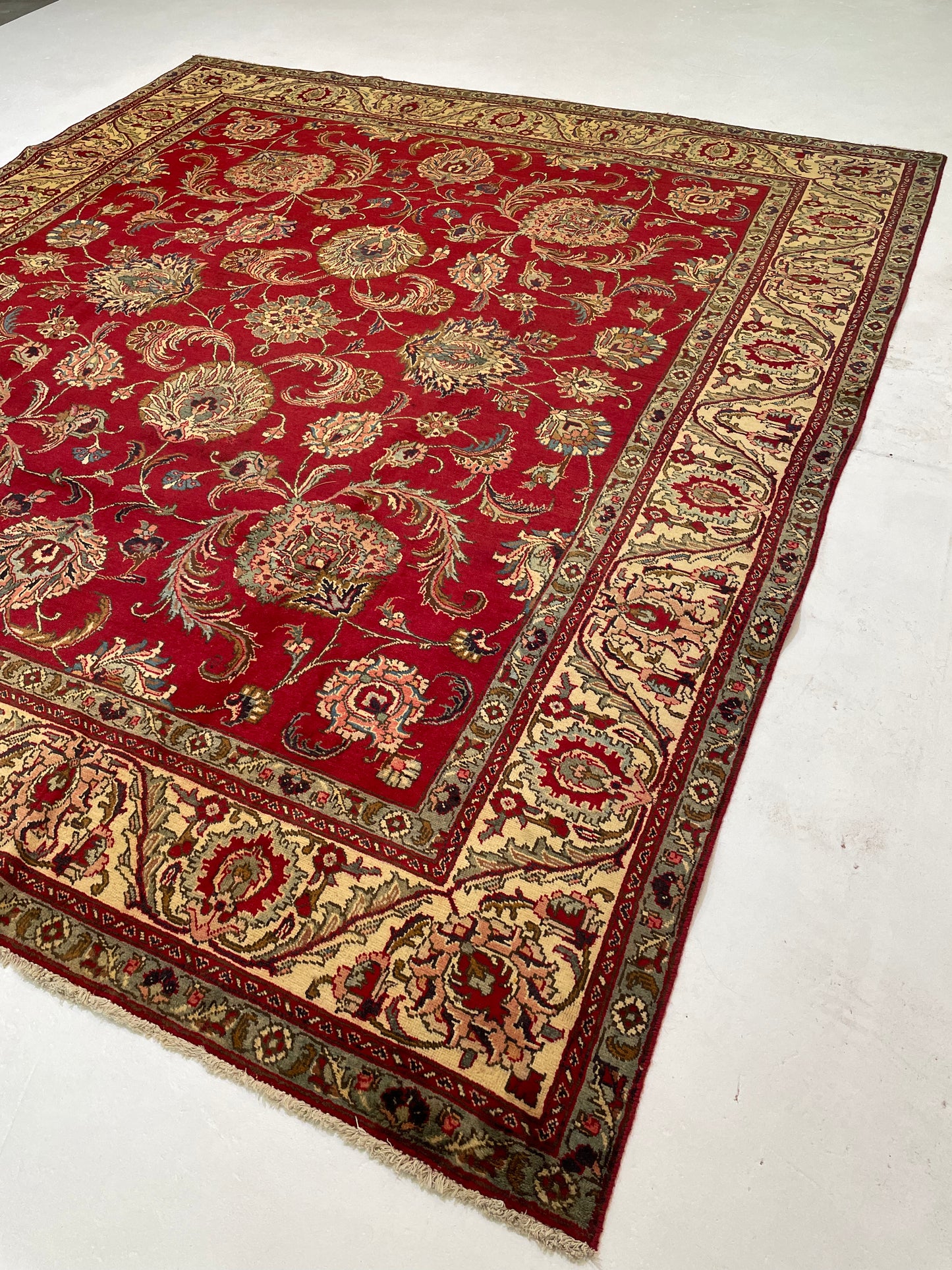 Hand-Knotted Wool Rug Tabriz 9'3" x 10'11"