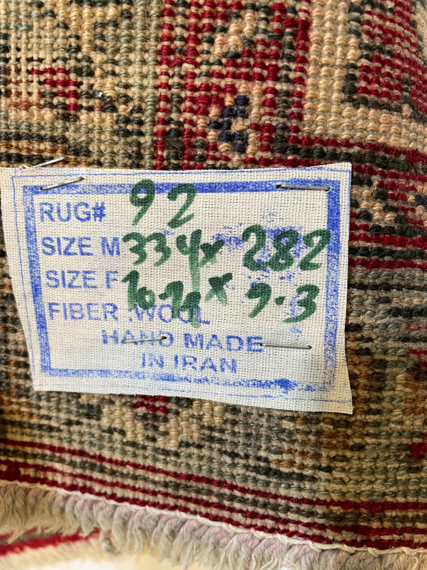 Hand-Knotted Wool Rug Tabriz 9'3" x 10'11"