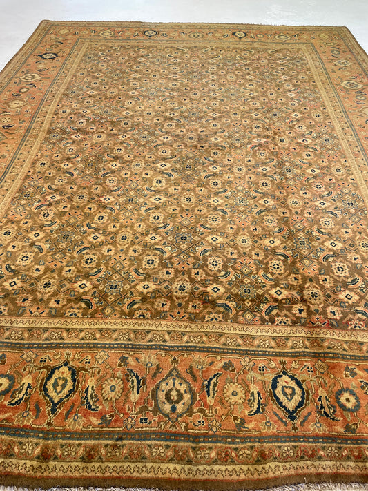 Hand-Knotted Wool Rug Mahal Tea Washed 10' x 12'11"