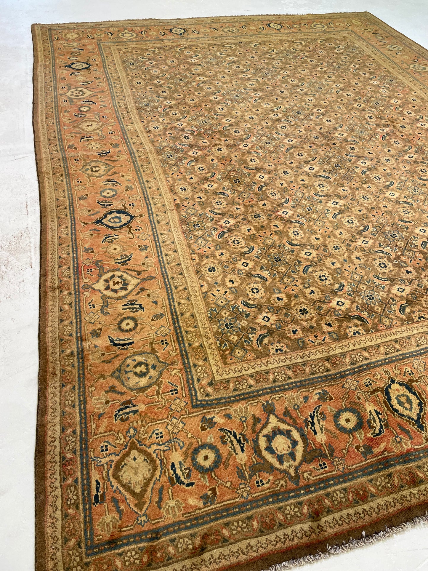 Hand-Knotted Wool Rug Mahal Tea Washed 10' x 12'11"