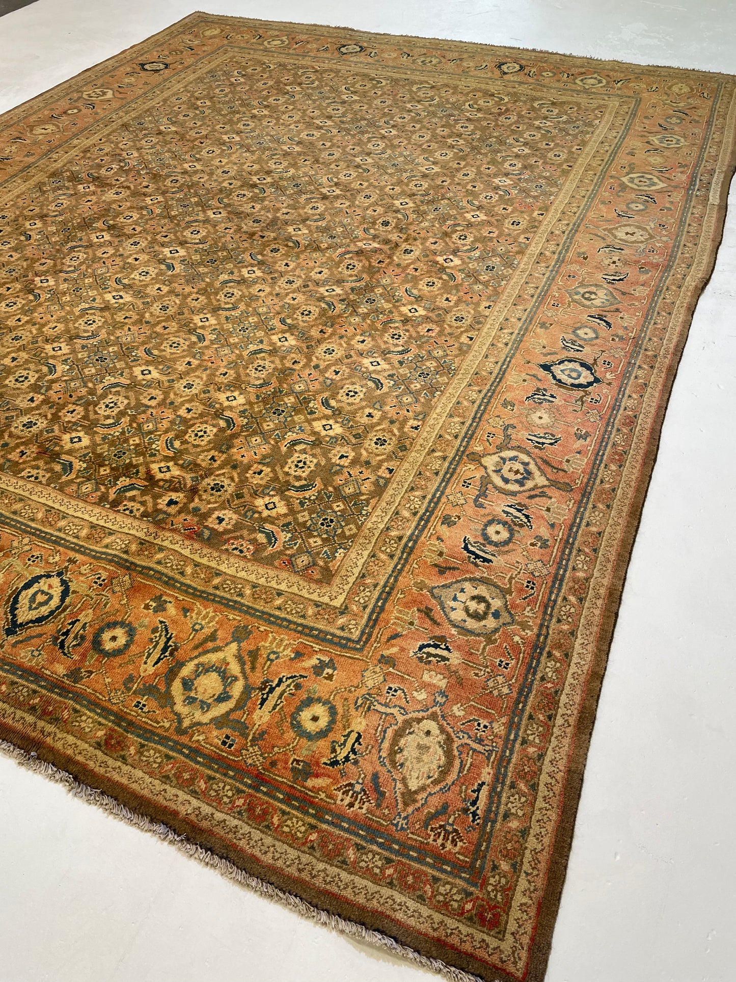 Hand-Knotted Wool Rug Mahal Tea Washed 10' x 12'11"