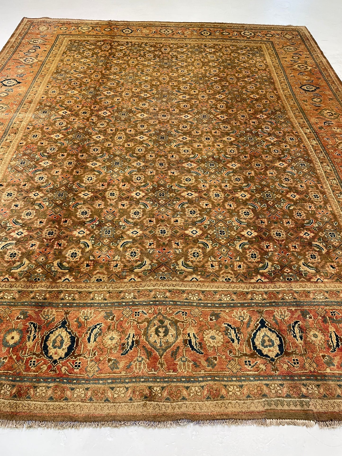 Hand-Knotted Wool Rug Mahal Tea Washed 10' x 12'11"