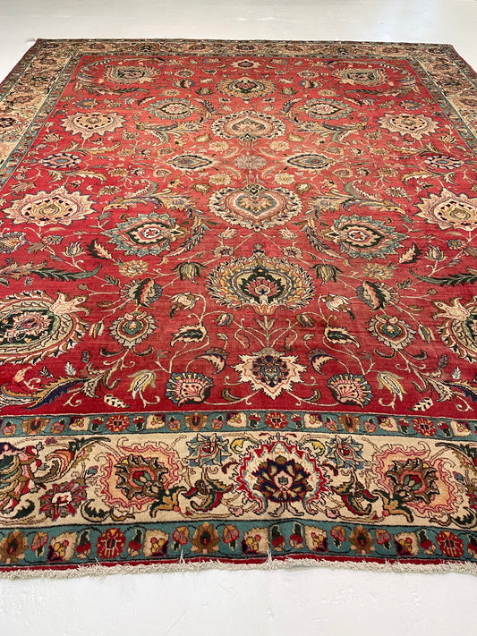 Hand-Knotted Wool Rug Tabriz 11'4" x 13'9"