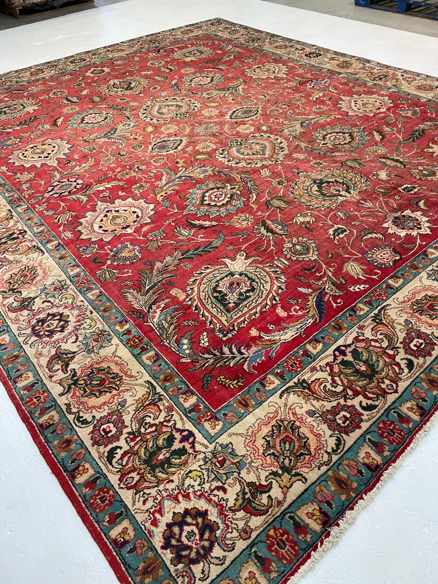 Hand-Knotted Wool Rug Tabriz 11'4" x 13'9"