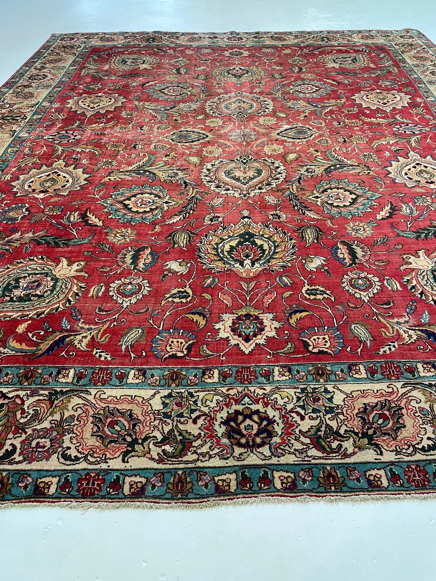 Hand-Knotted Wool Rug Tabriz 11'4" x 13'9"