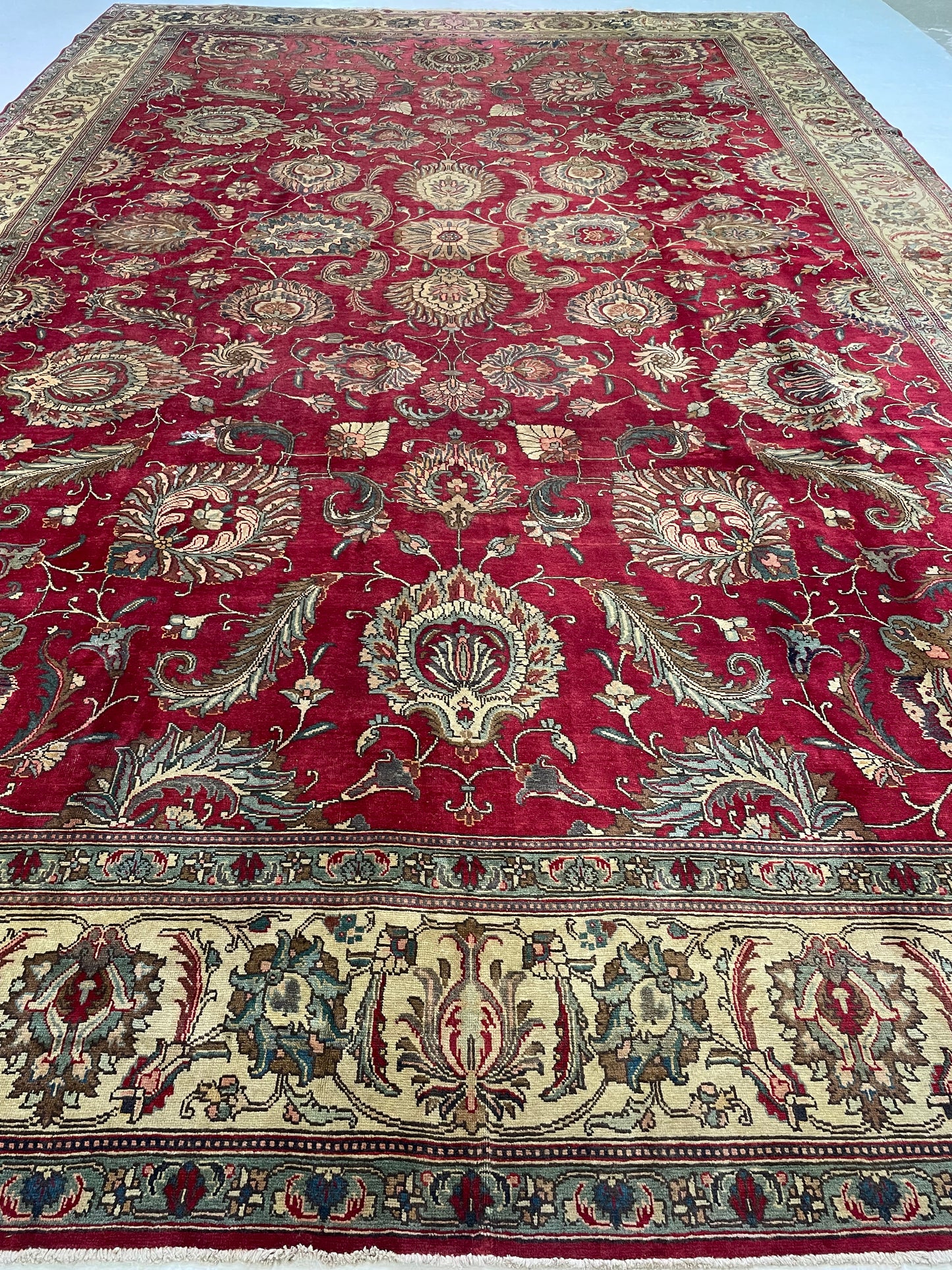 Hand-Knotted Wool Rug Tabriz 12'4" x 18'10"