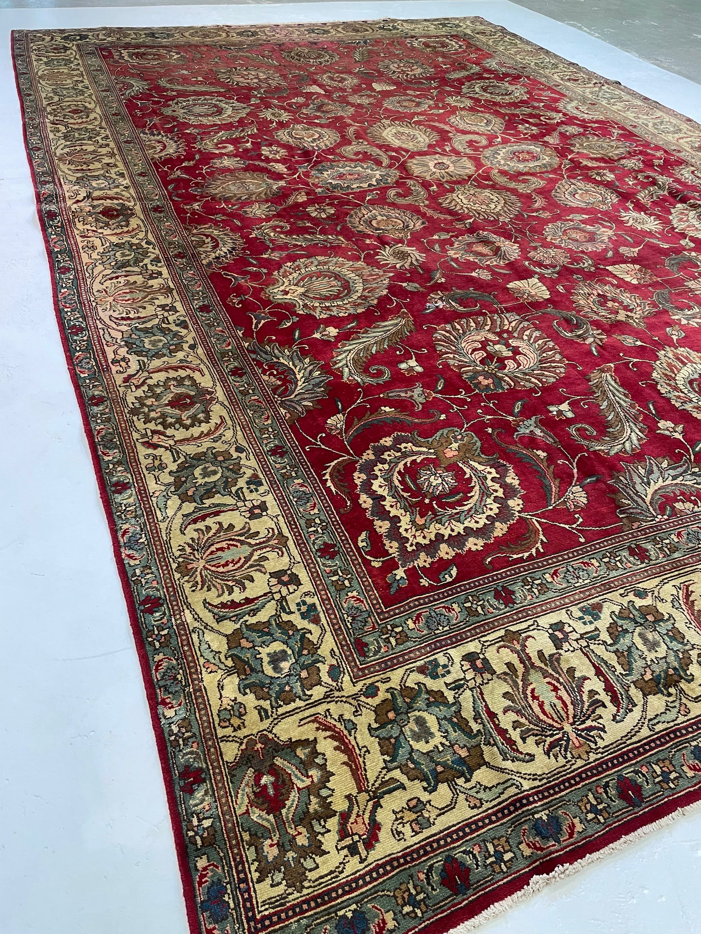 Hand-Knotted Wool Rug Tabriz 12'4" x 18'10"