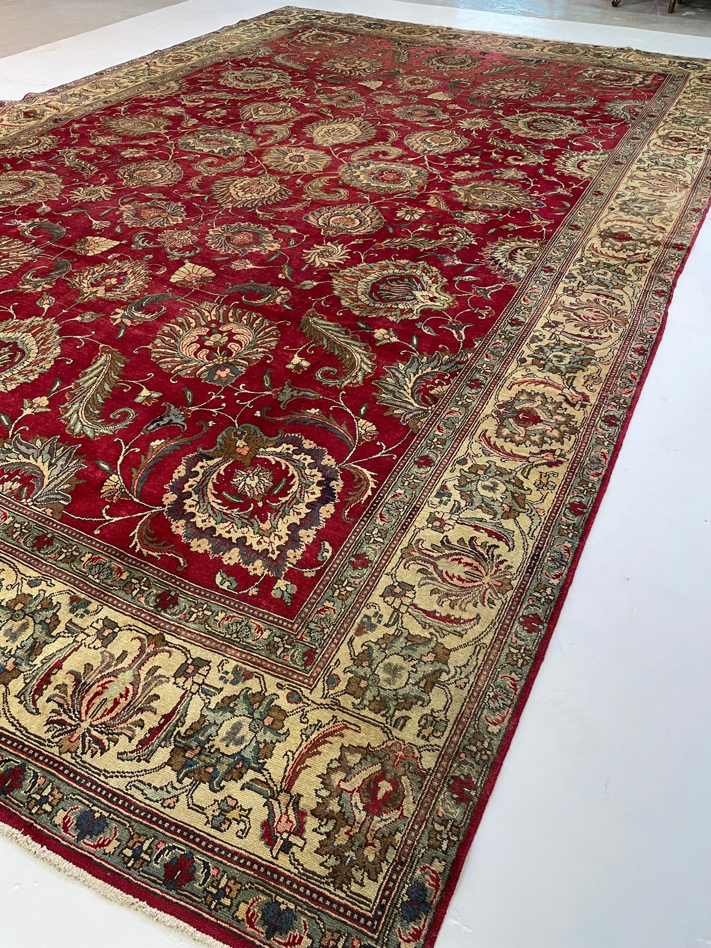 Hand-Knotted Wool Rug Tabriz 12'4" x 18'10"