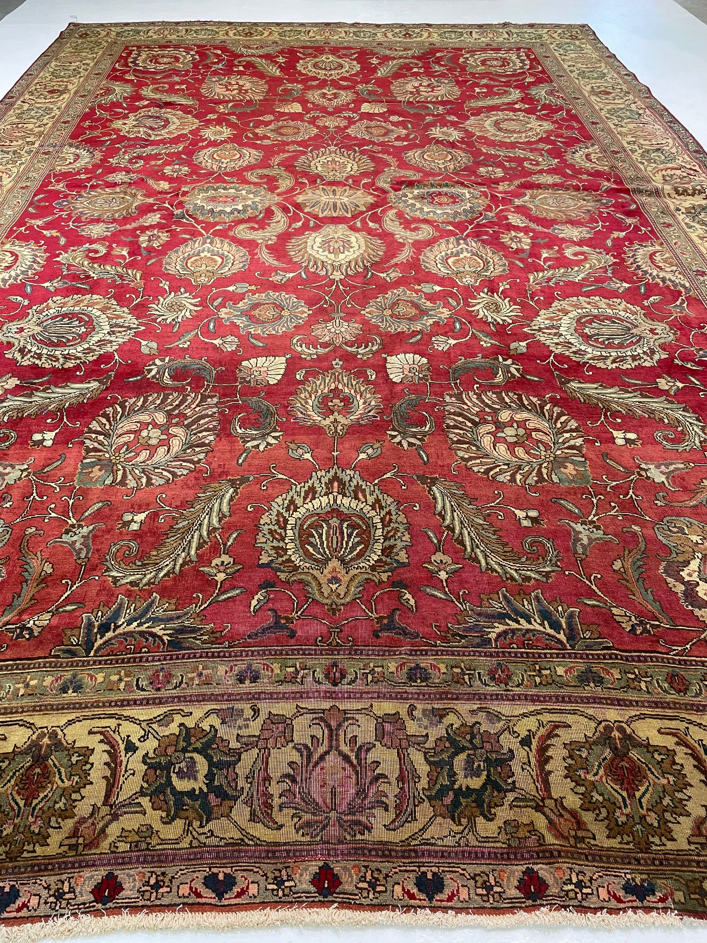 Hand-Knotted Wool Rug Tabriz 12'4" x 18'10"
