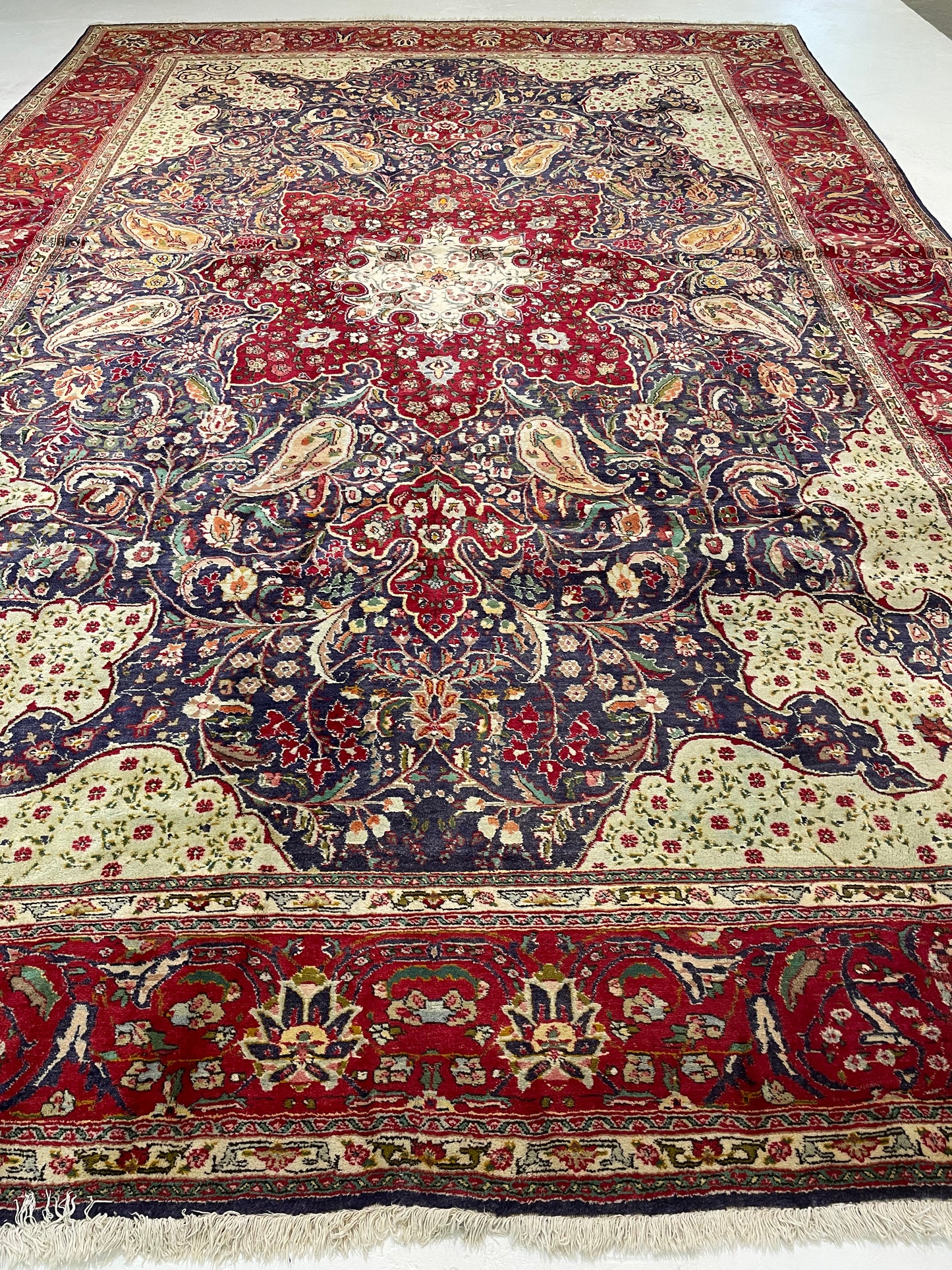 Hand-Knotted Wool Rug Tabriz 11'8" x 17'7"
