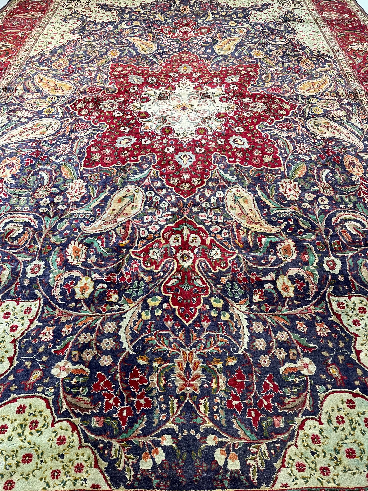 Hand-Knotted Wool Rug Tabriz 11'8" x 17'7"
