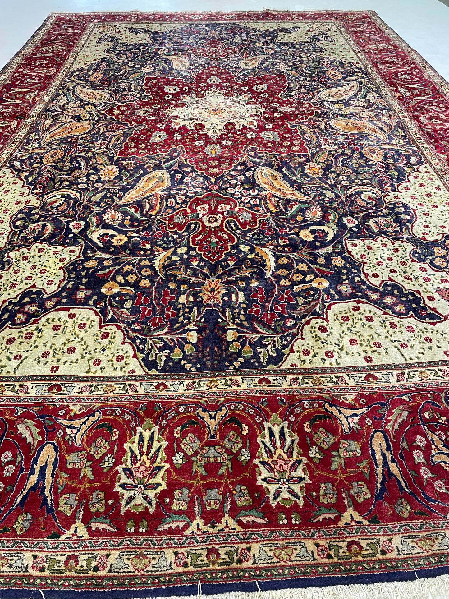 Hand-Knotted Wool Rug Tabriz 11'8" x 17'7"