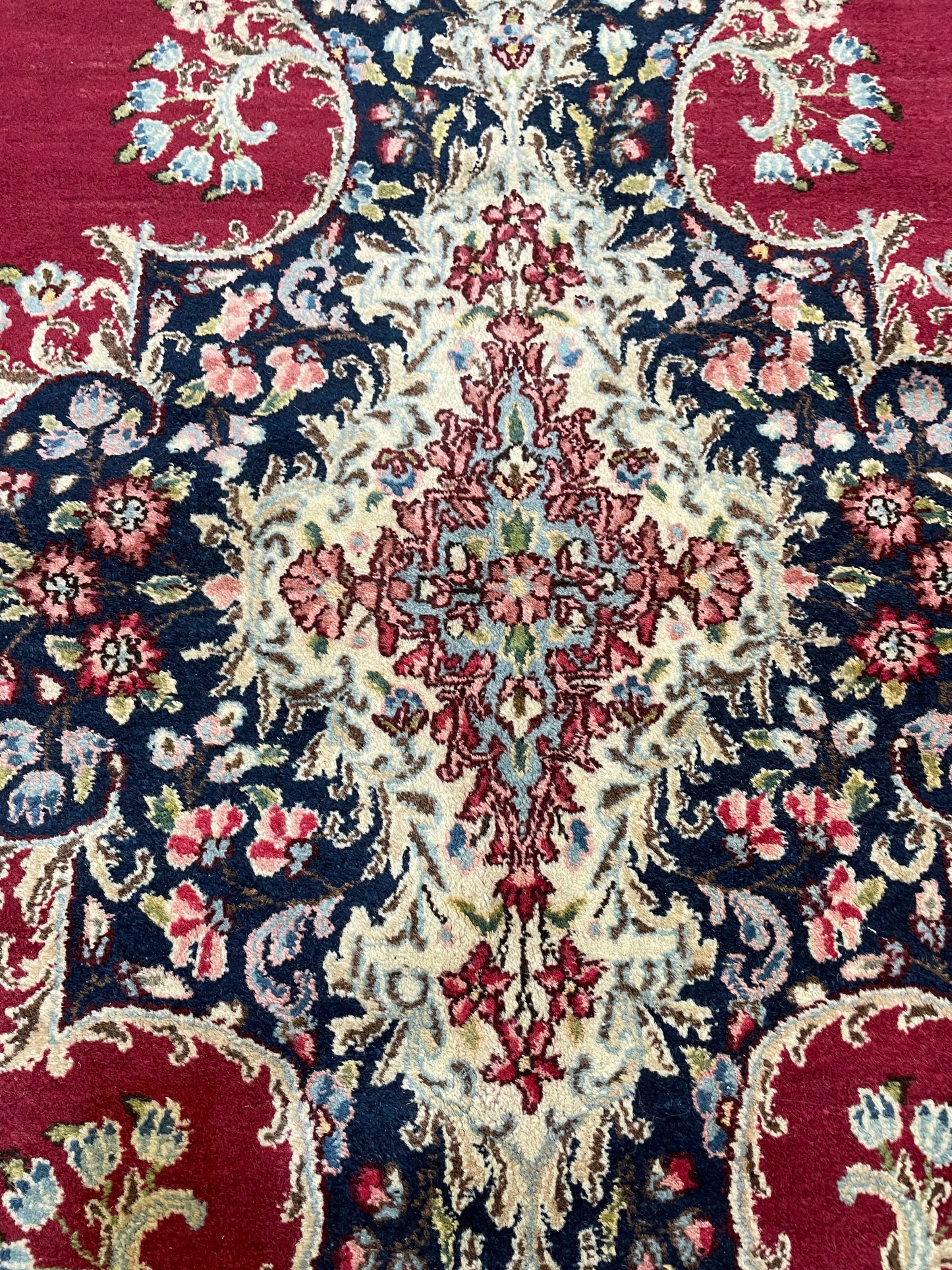 Hand-Knotted Wool Rug Kerman 9'9" x 17'5"