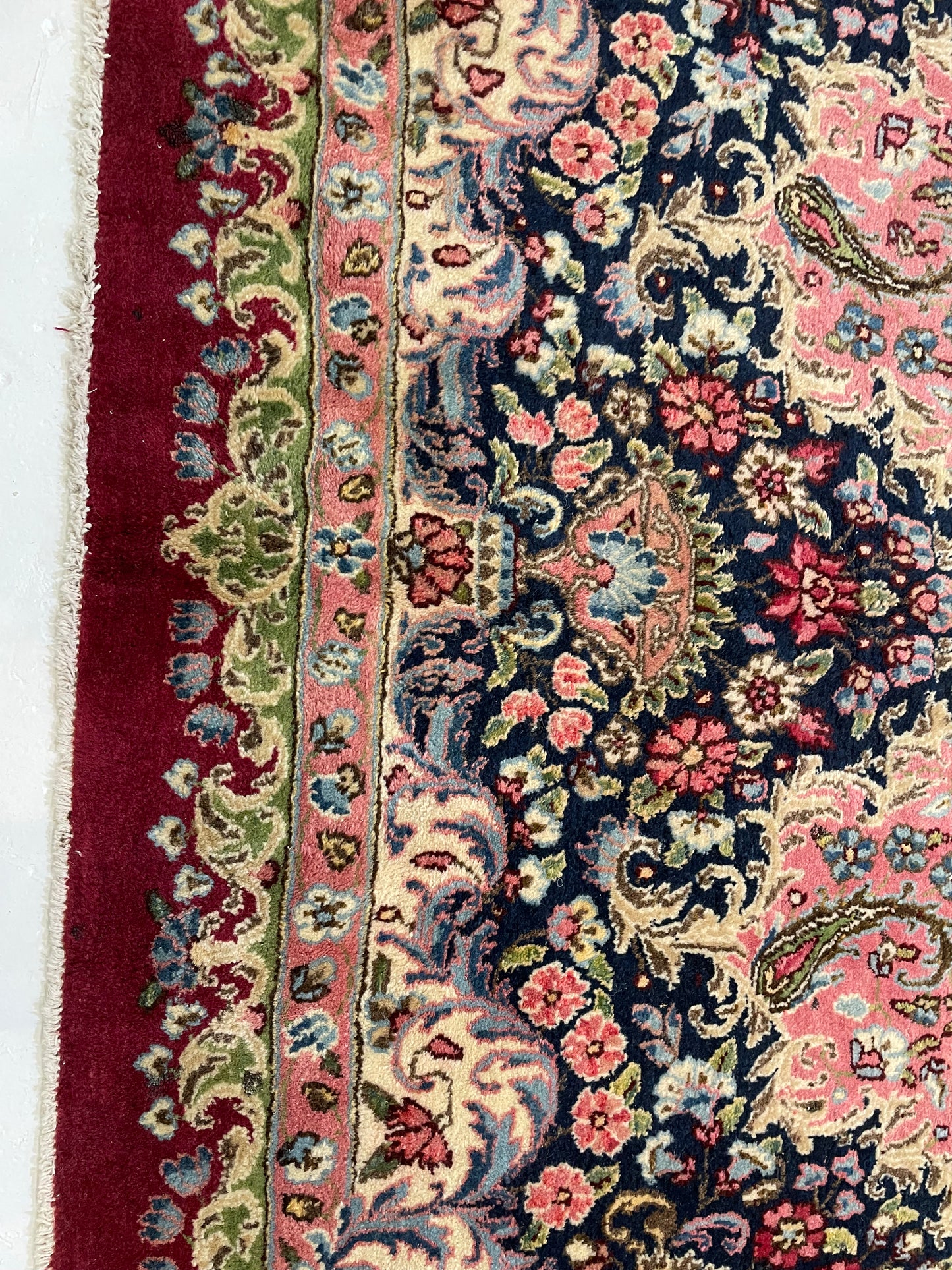 Hand-Knotted Wool Rug Kerman 9'9" x 17'5"