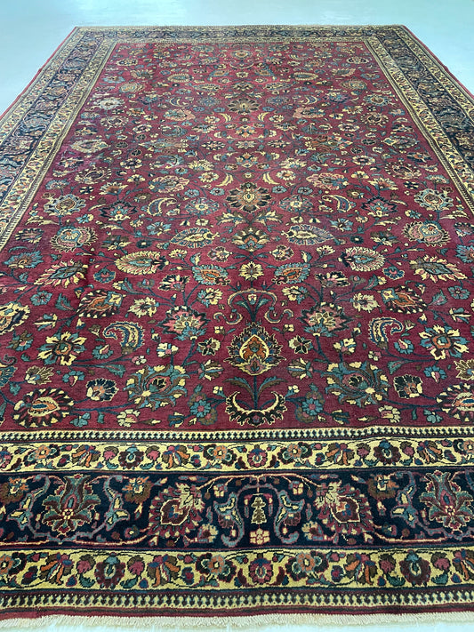 Hand-Knotted Wool Rug Mashad 10'4" x 15'10"