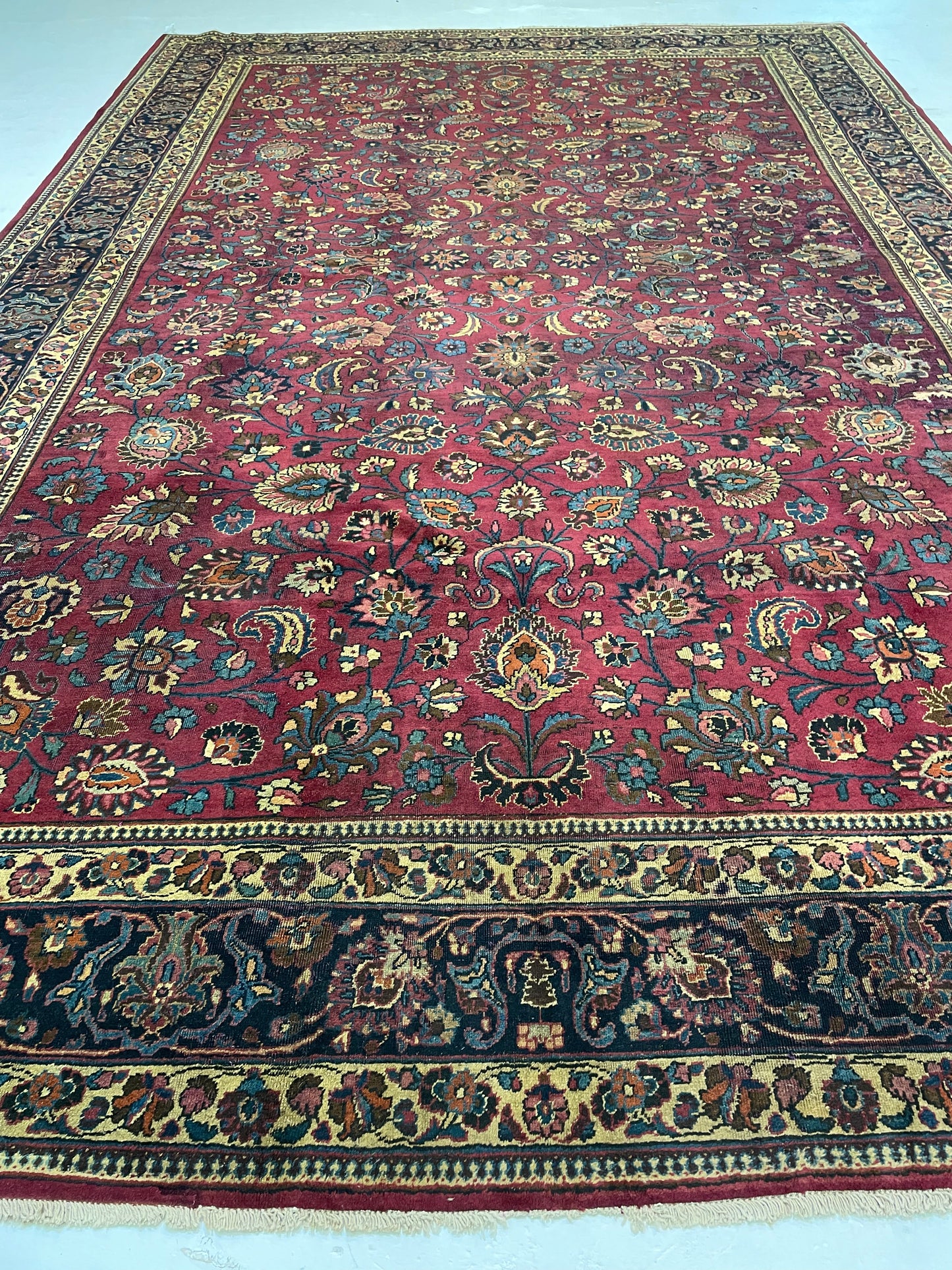 Hand-Knotted Wool Rug Mashad 10'4" x 15'10"