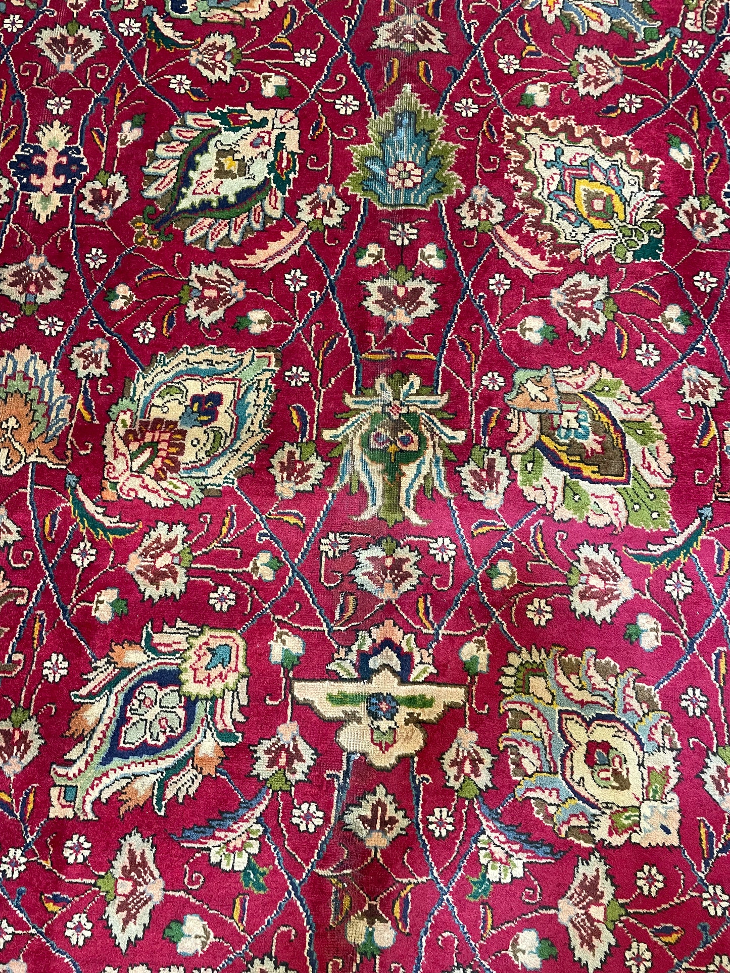 Hand-Knotted Wool Rug Tabriz Signed 9'8" x 15'9"