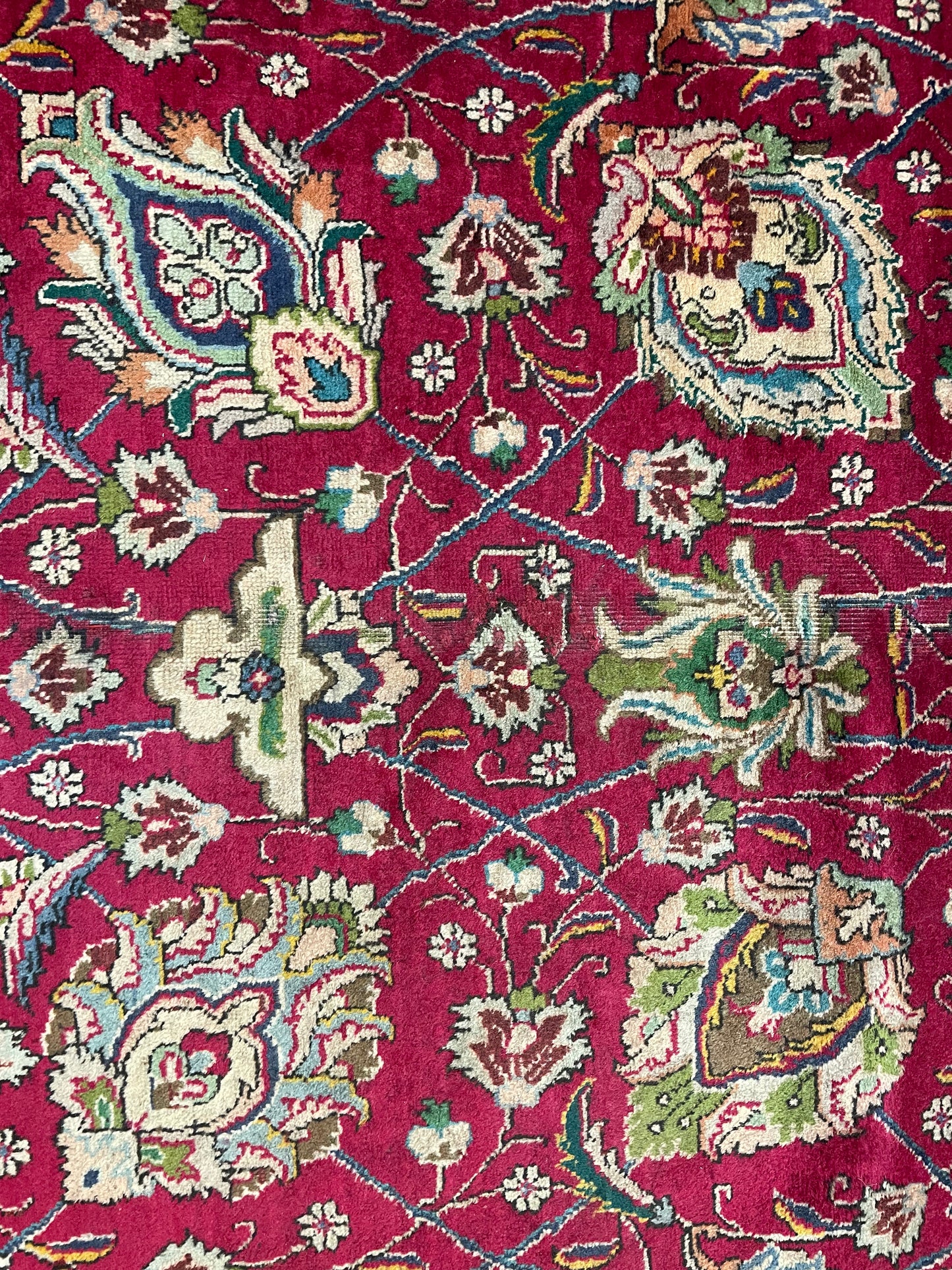 Hand-Knotted Wool Rug Tabriz Signed 9'8" x 15'9"