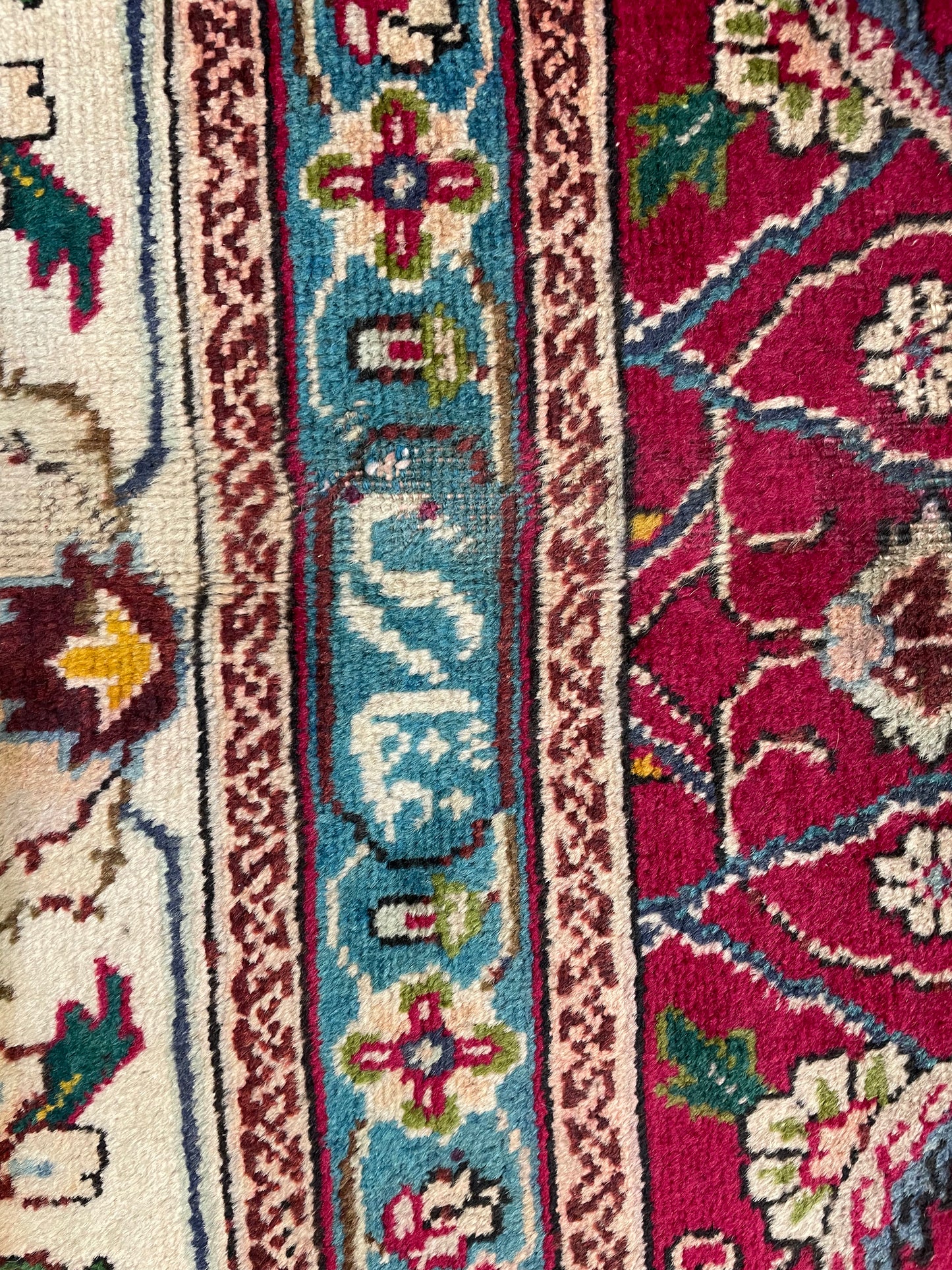 Hand-Knotted Wool Rug Tabriz Signed 9'8" x 15'9"