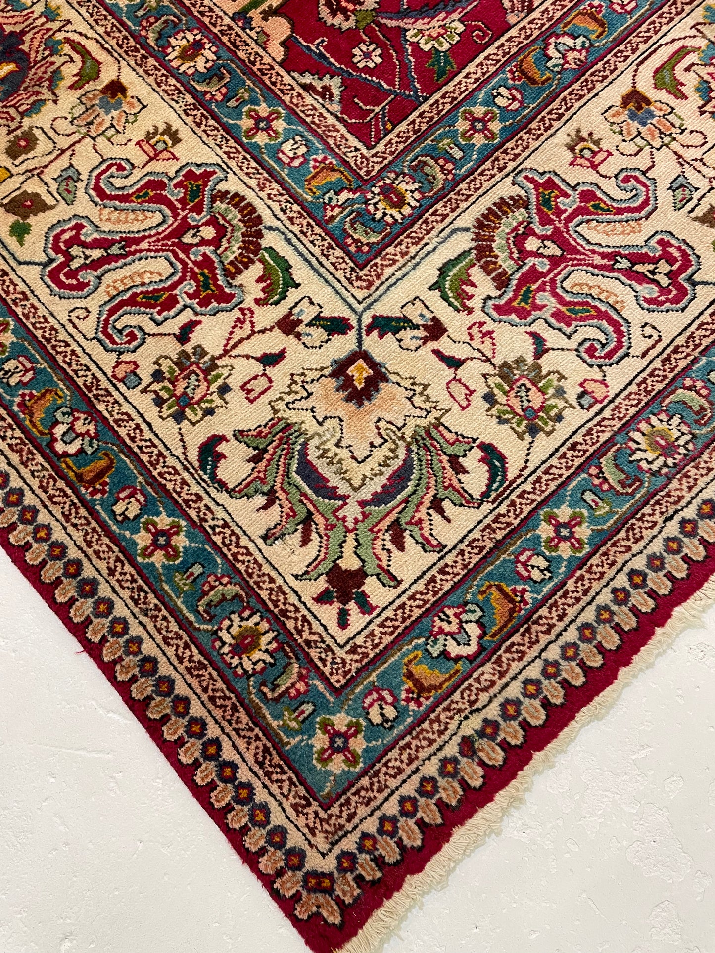 Hand-Knotted Wool Rug Tabriz Signed 9'8" x 15'9"