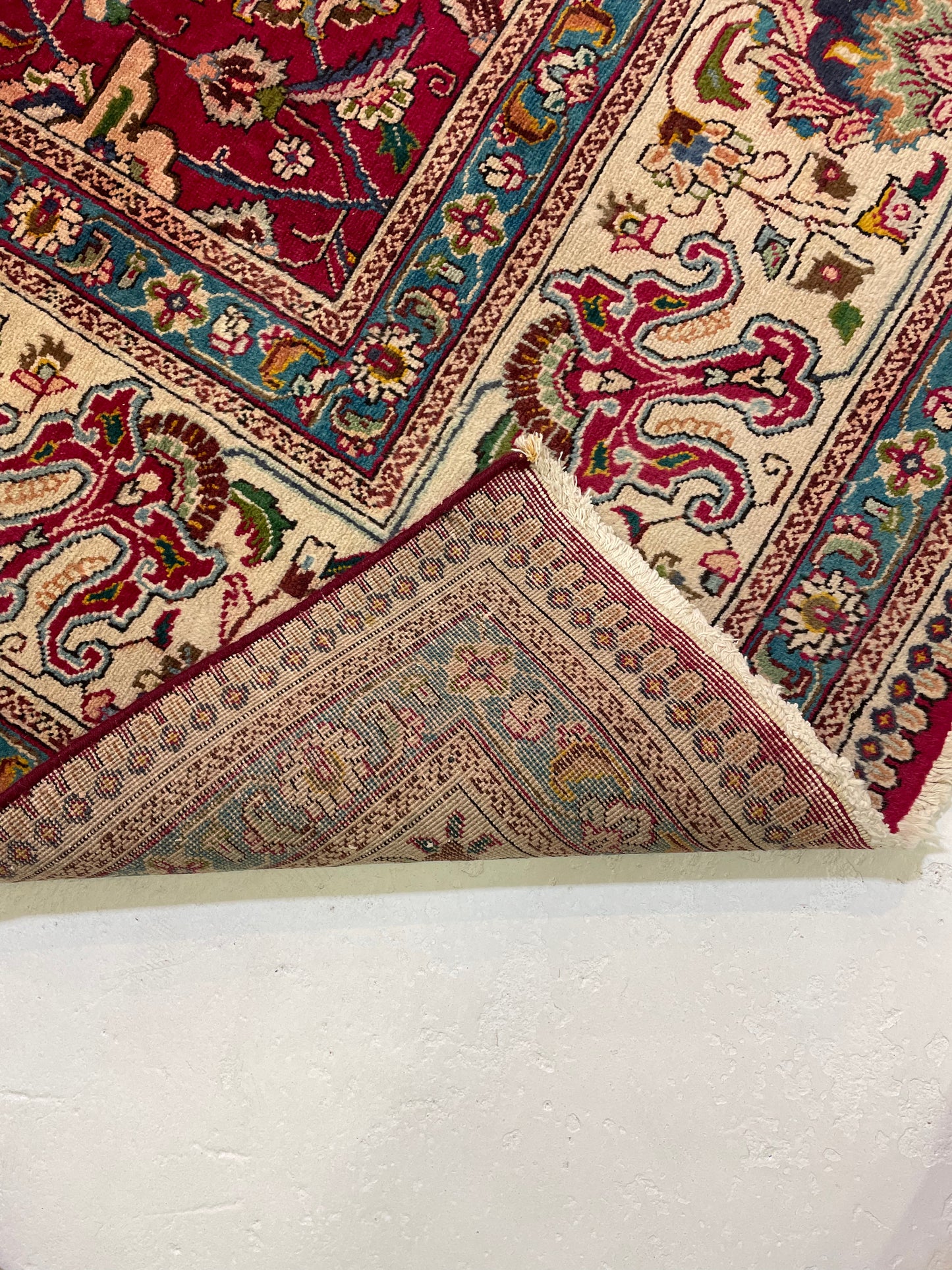 Hand-Knotted Wool Rug Tabriz Signed 9'8" x 15'9"