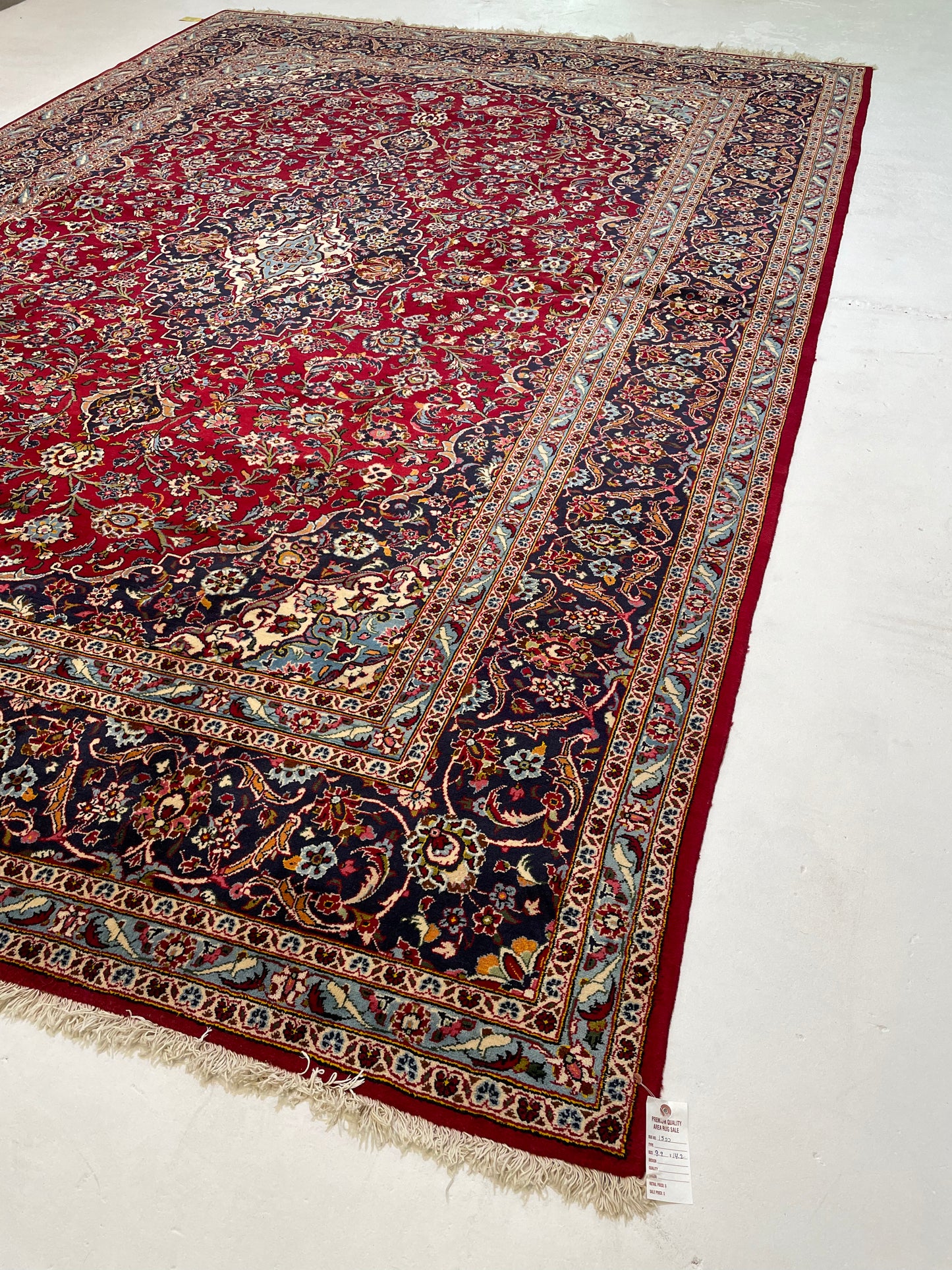 Hand-Knotted Wool Rug Kashan 9'9'" x 14'2"