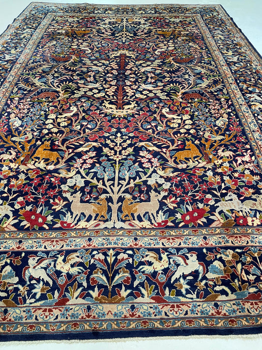 Hand-Knotted Wool Rug Qum 9'6" x 14'2"