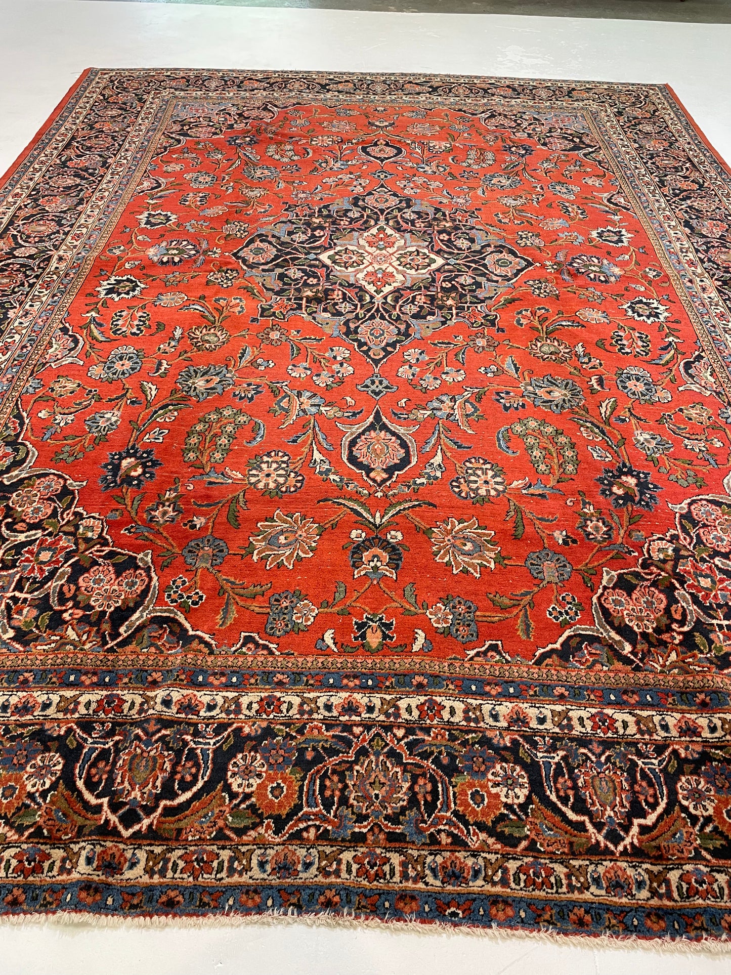 Hand-Knotted Wool Rug Kashan 10' x 13'10"