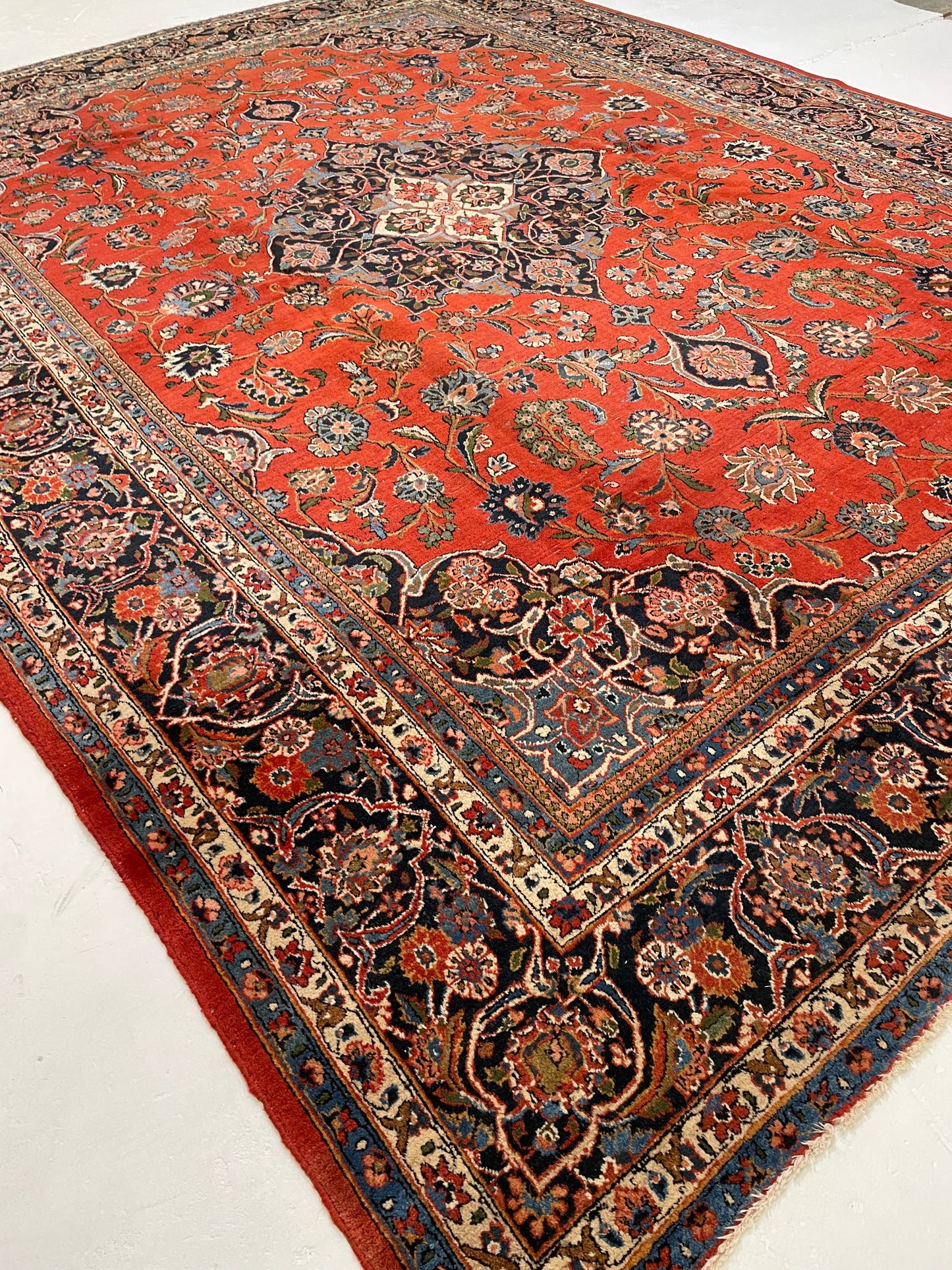Hand-Knotted Wool Rug Kashan 10' x 13'10"