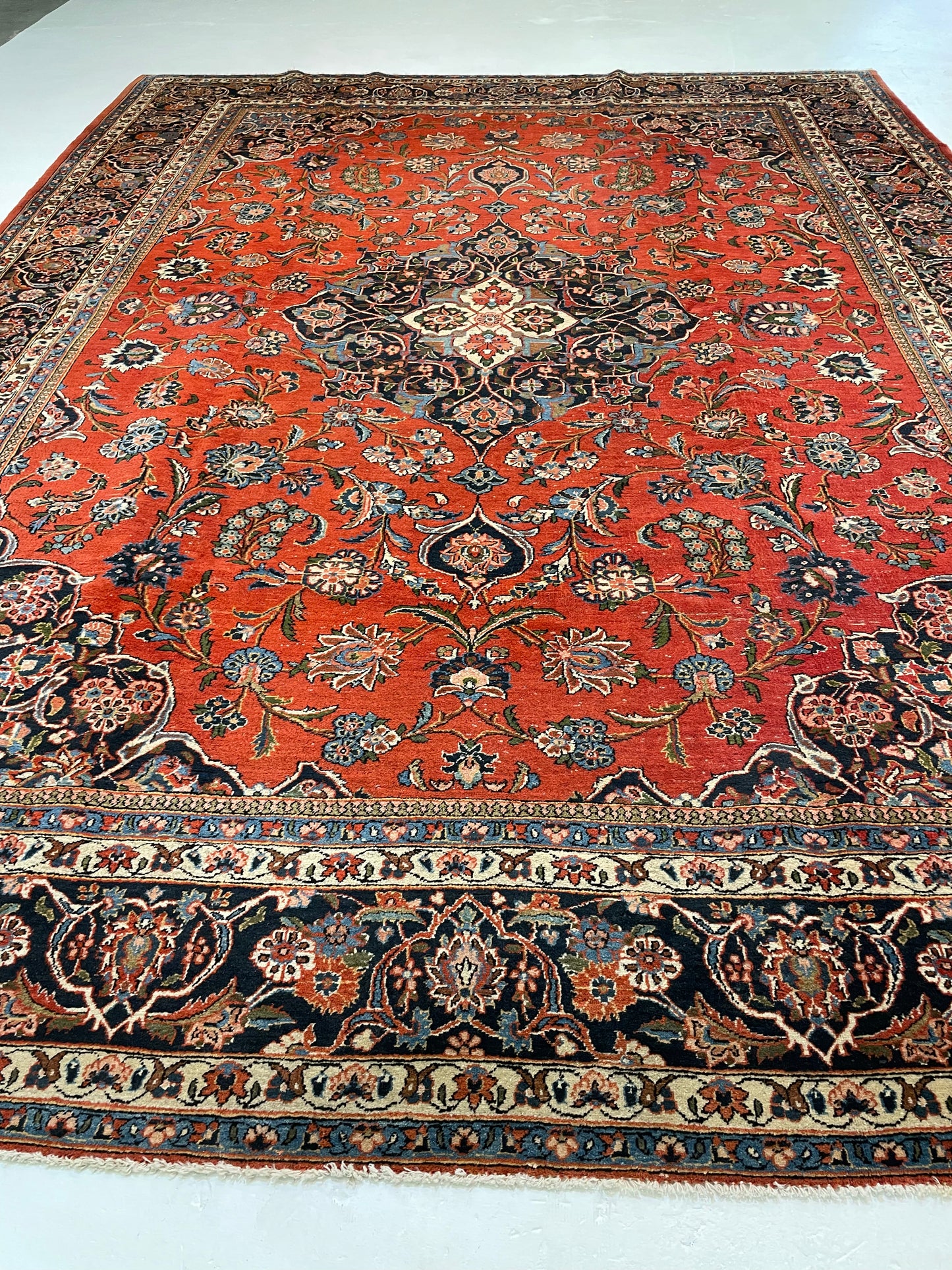 Hand-Knotted Wool Rug Kashan 10' x 13'10"
