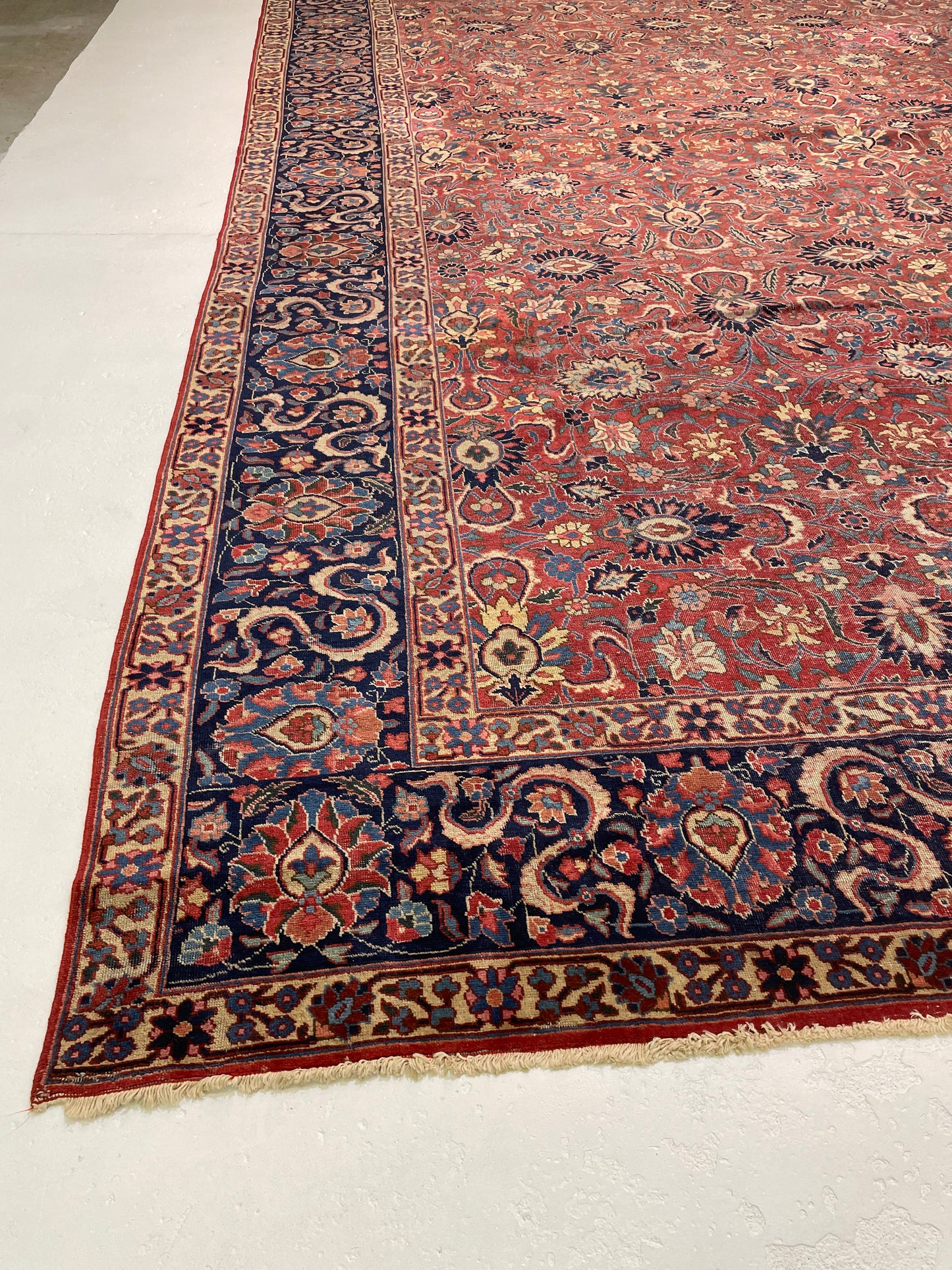Antique Hand-Knotted Wool Rug Mashad 11'10" x 17'2"