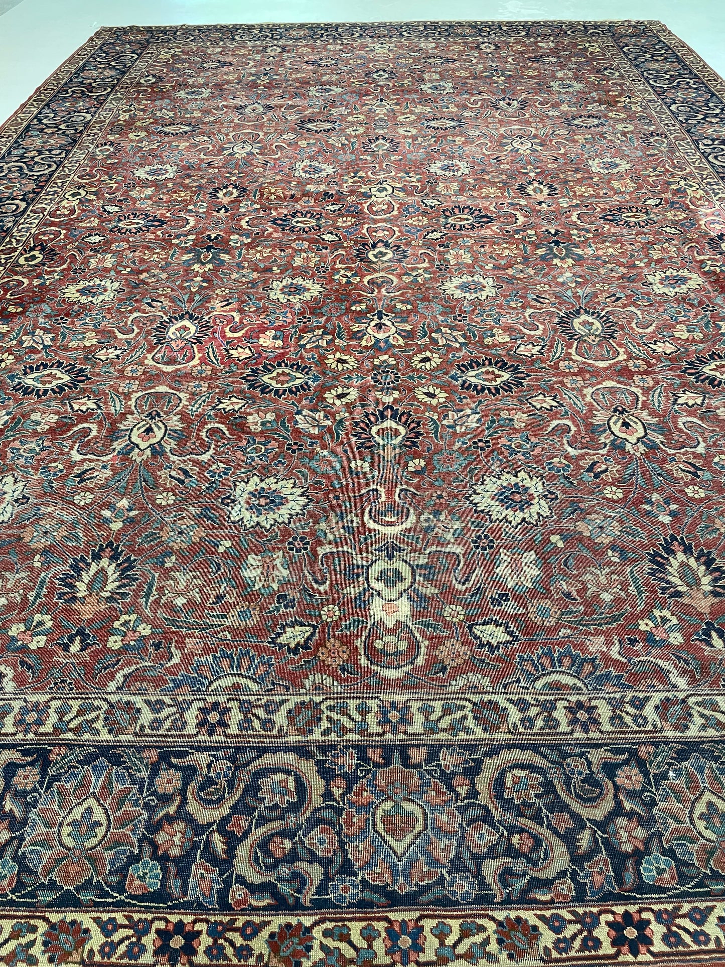 Antique Hand-Knotted Wool Rug Mashad 11'10" x 17'2"