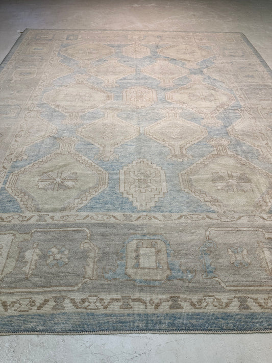 Hand-Knotted Wool Rug Turkish Oushak 9'7" x 11'8"