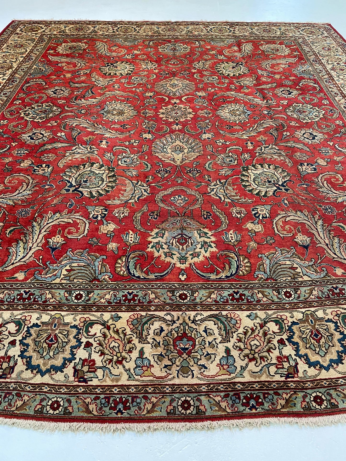 Hand-Knotted Wool Rug Tabriz 11'7" x 12'11"