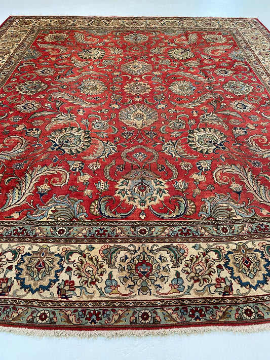 Hand-Knotted Wool Rug Tabriz 11'7" x 12'11"