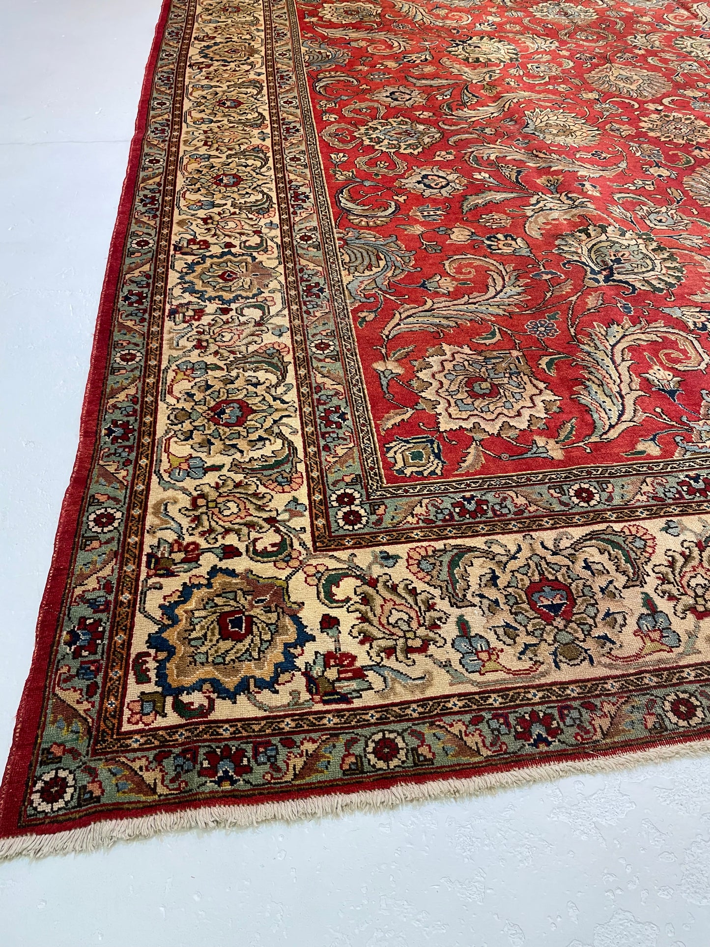 Hand-Knotted Wool Rug Tabriz 11'7" x 12'11"